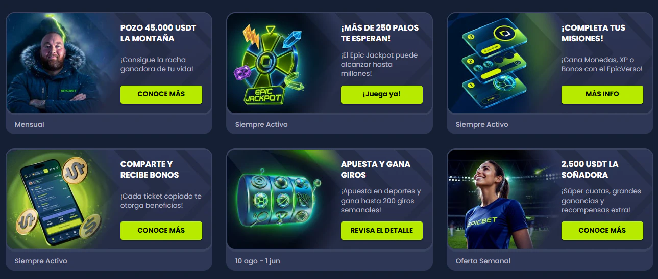 Epicbet: promociones y torneos activos