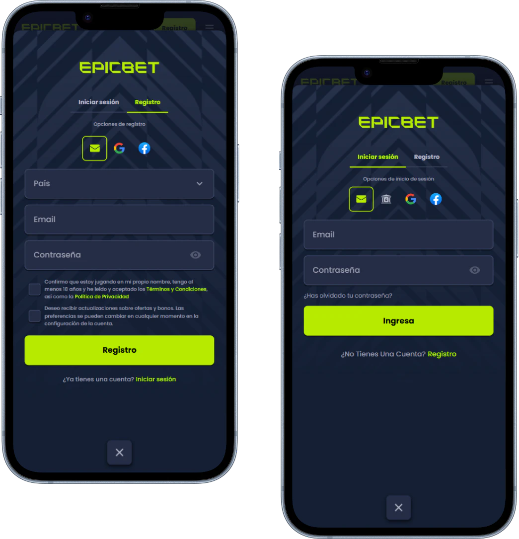 Epicbet: registro e inicio de sesión